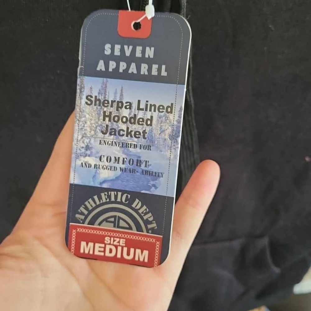 Seven Apparel Black Sherpa Lined Hooded Jacket